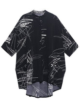 Loose Abstract Printed Irregular Stand-Collar Blouse